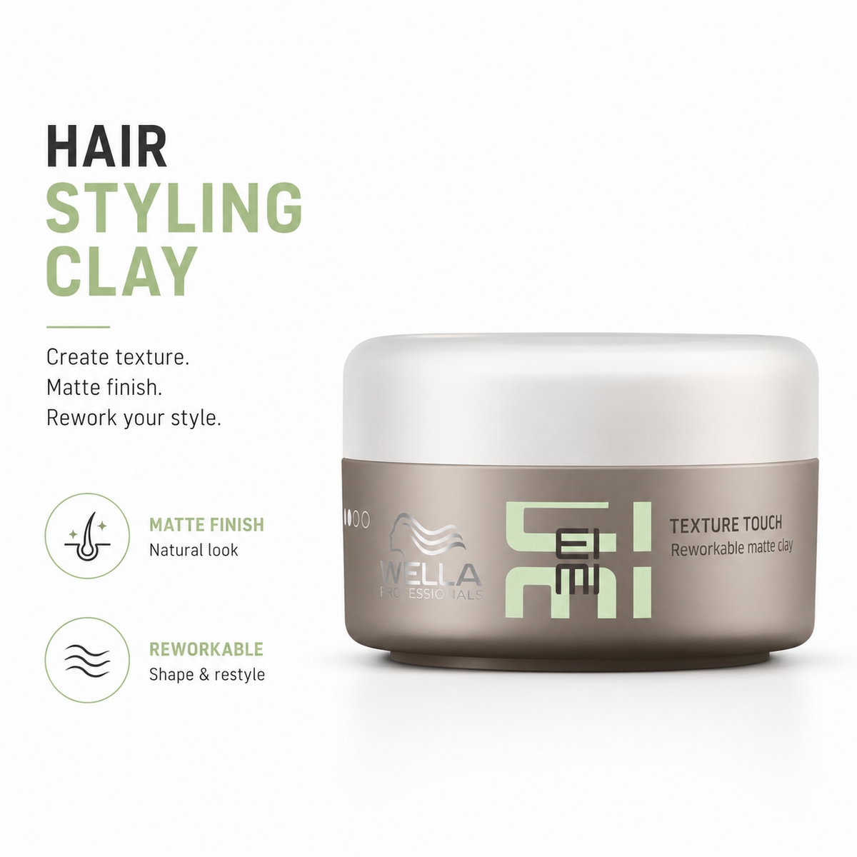 Wella Professionals EIMI Texture Touch Reworkable Matte Clay For Textured Hairstyles 75ml