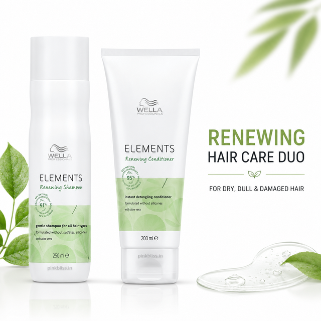 Wella Professionals Elements Renewing Shampoo 250ml & Conditioner 200ml Combo For Dry, Dull & Damaged Hair