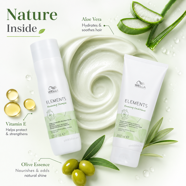 Wella Professionals Elements Renewing Shampoo 250ml & Conditioner 200ml Combo For Dry, Dull & Damaged Hair