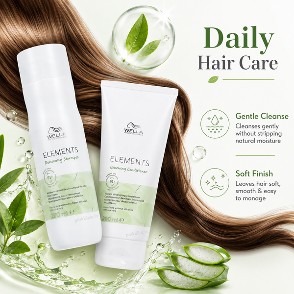 Wella Professionals Elements Renewing Shampoo 250ml & Conditioner 200ml Combo For Dry, Dull & Damaged Hair