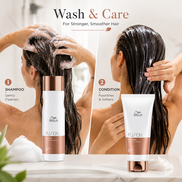 Wella Professionals Fusion Intense Repair Shampoo & Conditioner Combo For Damaged, Dry & Breakage-Prone Hair 250ml + 200ml