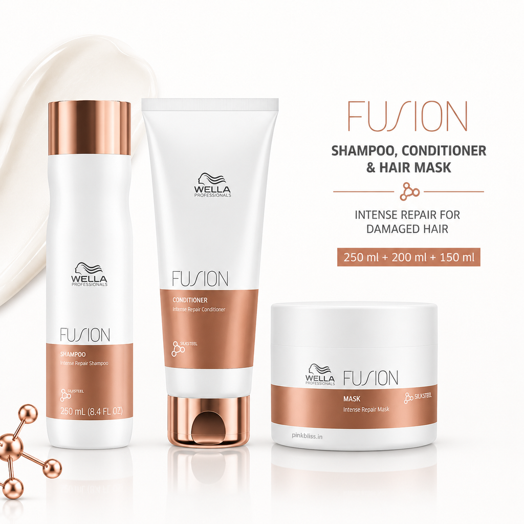 Wella Professionals Fusion Intense Repair Shampoo, Conditioner & Hair Mask Combo For Damaged Hair 250ml + 200ml + 150ml