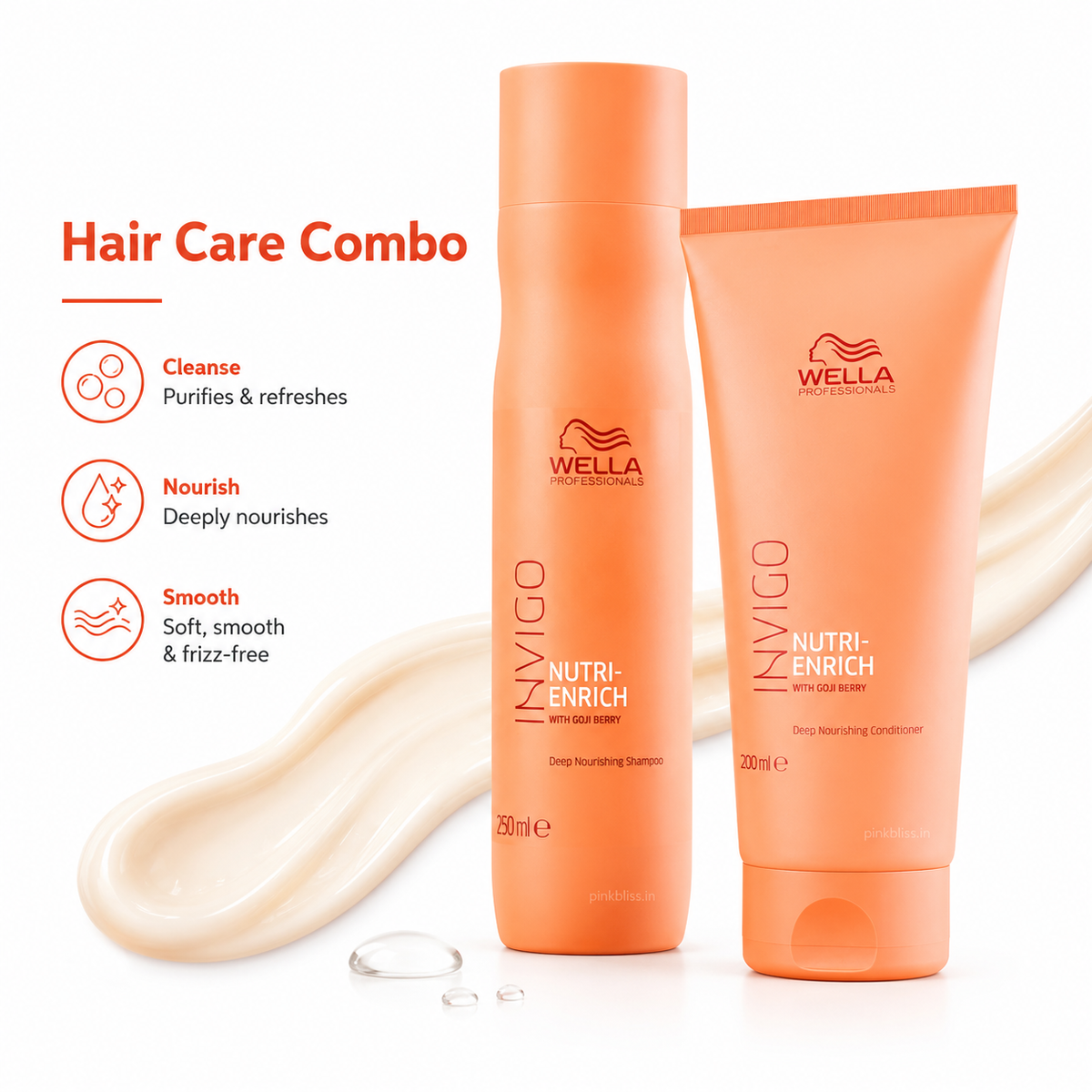 Wella Professionals INVIGO Nutri-Enrich Shampoo & Conditioner For Dry, Frizzy & Damaged Hair 250ml + 200ml