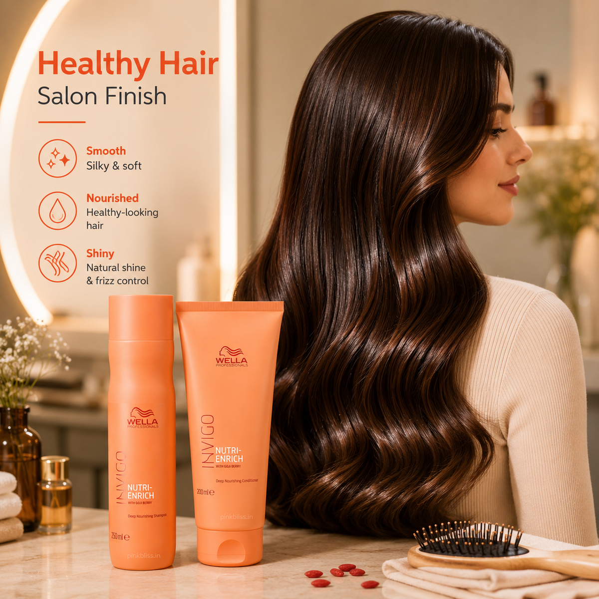 Wella Professionals INVIGO Nutri-Enrich Shampoo & Conditioner For Dry, Frizzy & Damaged Hair 250ml + 200ml