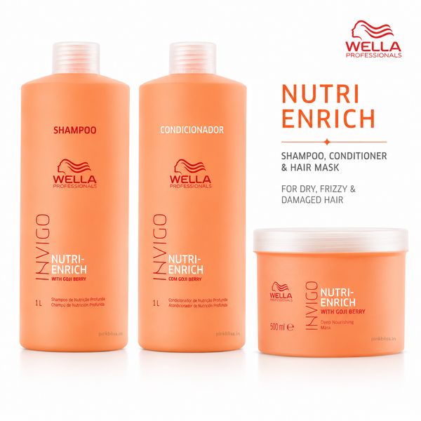 Wella Professionals INVIGO Nutri Enrich Shampoo Conditioner & Hair Mask For Dry, Frizzy & Damaged Hair 1000ml + 1000ml + 500ml