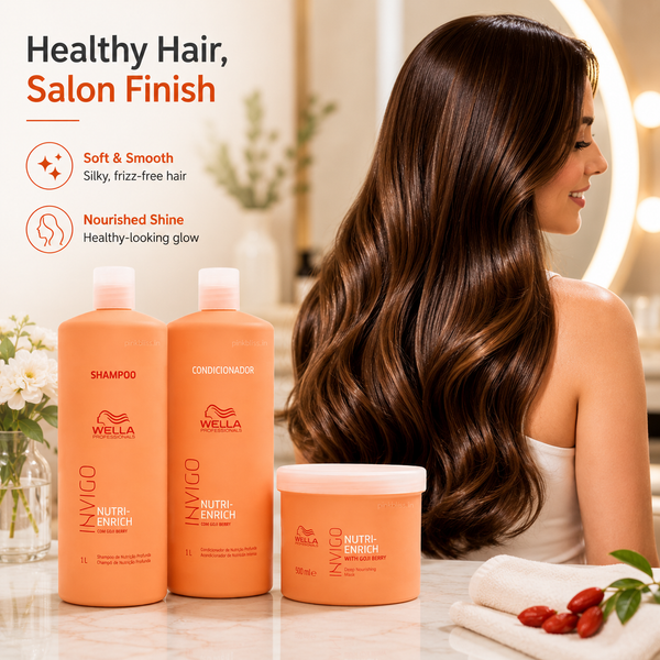 Wella Professionals INVIGO Nutri Enrich Shampoo Conditioner & Hair Mask For Dry, Frizzy & Damaged Hair 1000ml + 1000ml + 500ml