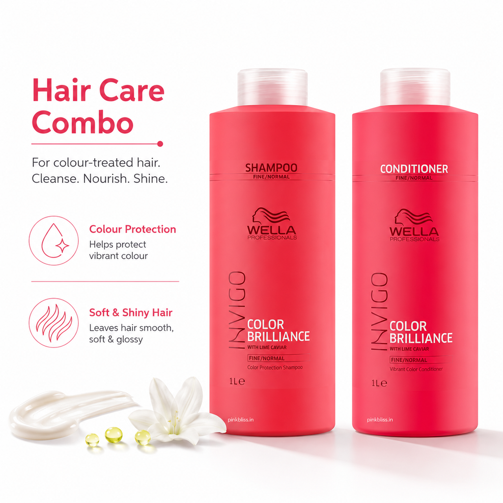Wella Professionals Invigo Color Brilliance Shampoo & Conditioner 1000ml Each For Color-Treated Hair Protection & Shine