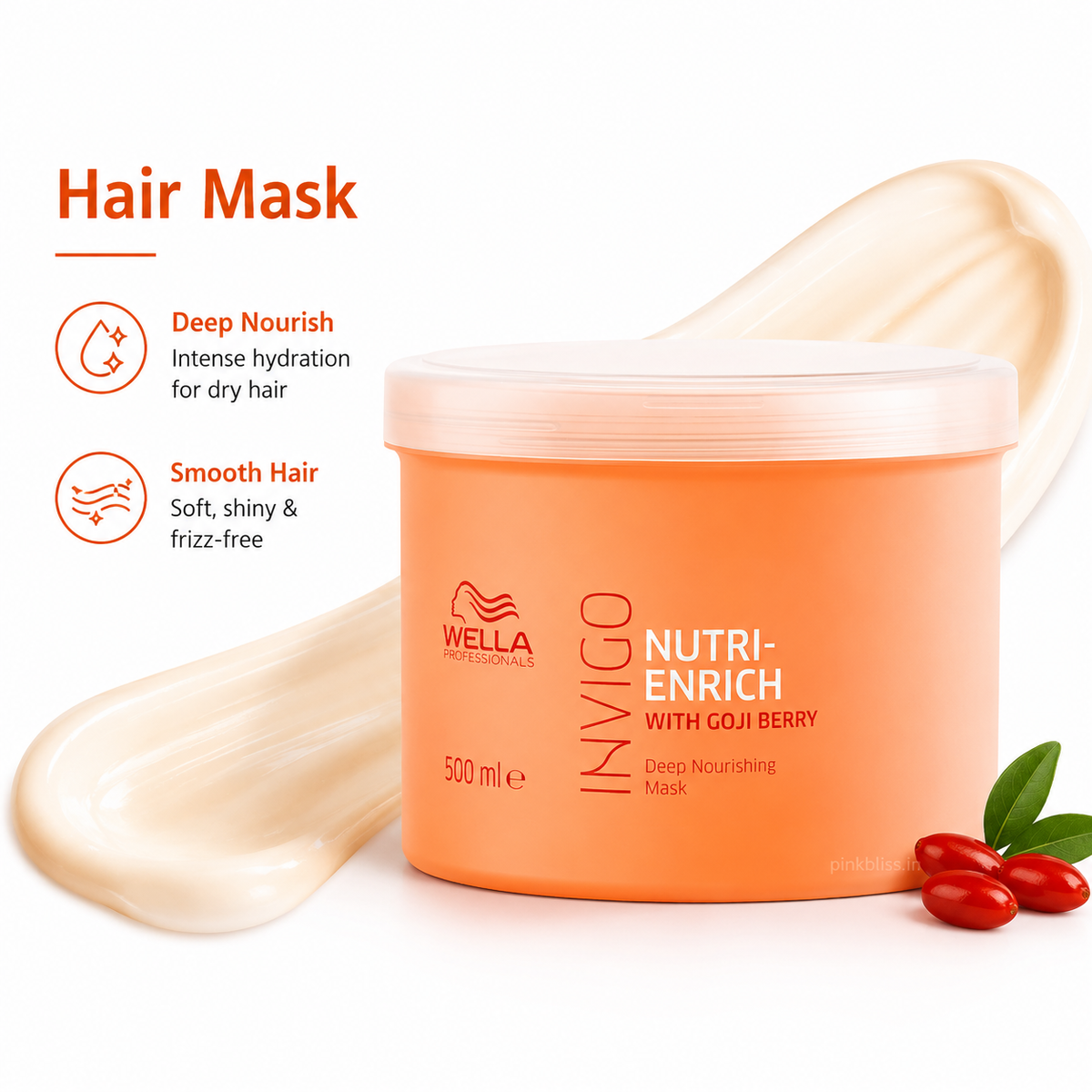 Wella Professionals Invigo Nutri-Enrich Deep Nourishing Hair Mask For Dry, Frizzy & Damaged Hair 500ml