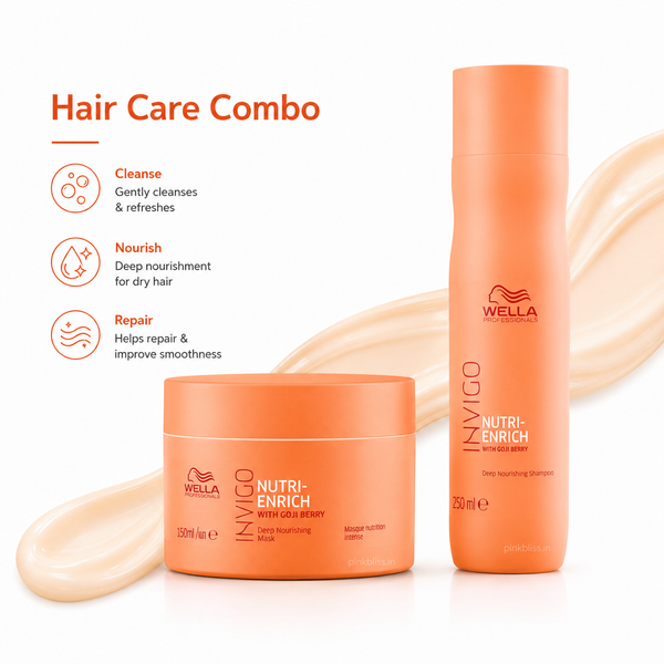 Wella Professionals Invigo Nutri-Enrich Deep Nourishing Shampoo 250ml & Hair Mask 150ml Duo For Dry, Frizzy & Damaged Hair