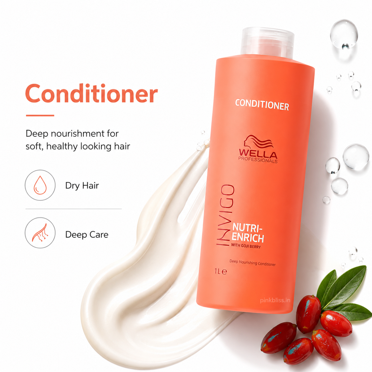 Wella Professionals Invigo Nutri Enrich Conditioner For Dry, Damaged & Undernourished Hair 1000ml