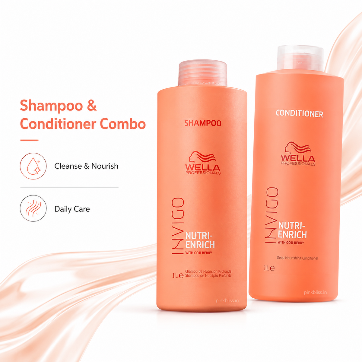 Wella Professionals Invigo Nutri Enrich Shampoo & Conditioner Duo For Dry, Frizzy & Damaged Hair 1000ml Each