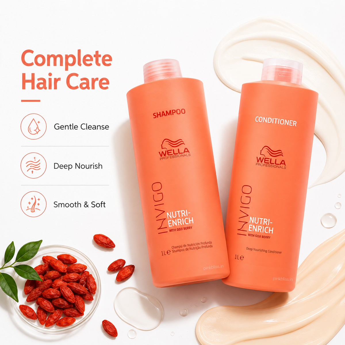 Wella Professionals Invigo Nutri Enrich Shampoo & Conditioner Duo For Dry, Frizzy & Damaged Hair 1000ml Each