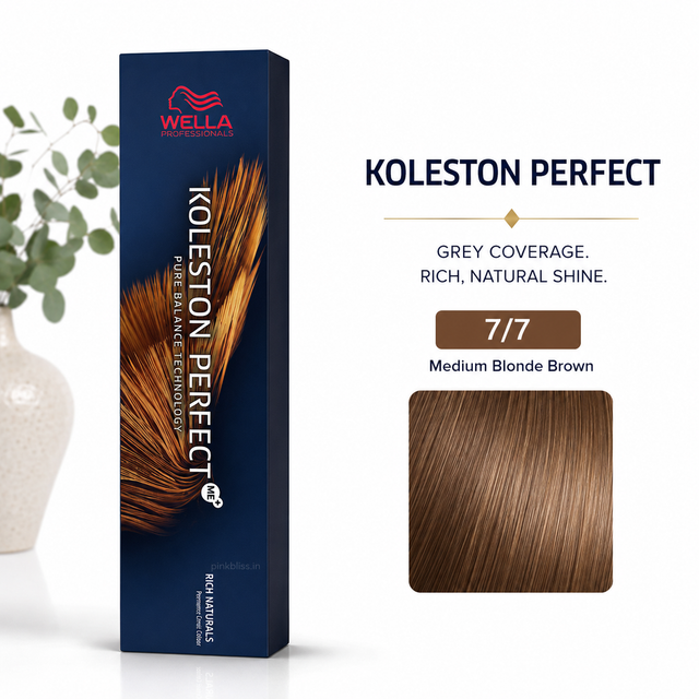Wella Professionals Koleston Perfect 7/7 Medium Blonde Brown Permanent Hair Color For Grey Coverage & Rich Shine 60g
