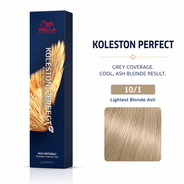 Wella Professionals Koleston Perfect ME+ 10/1 Lightest Blonde Ash Permanent Hair Color For Cool Blonde Tones & Grey Coverage 60g