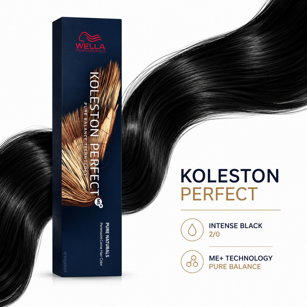 Wella Professionals Koleston Perfect ME+ 2/0 Black Permanent Hair Color For Intense Black Shade & Grey Coverage 60g