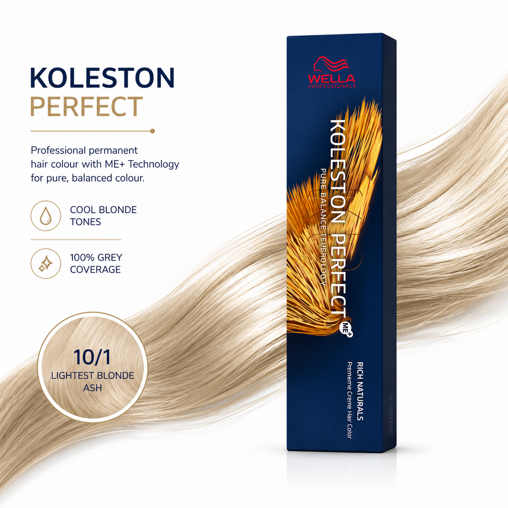 Wella Professionals Koleston Perfect ME+ 10/1 Lightest Blonde Ash Permanent Hair Color For Cool Blonde Tones & Grey Coverage 60g