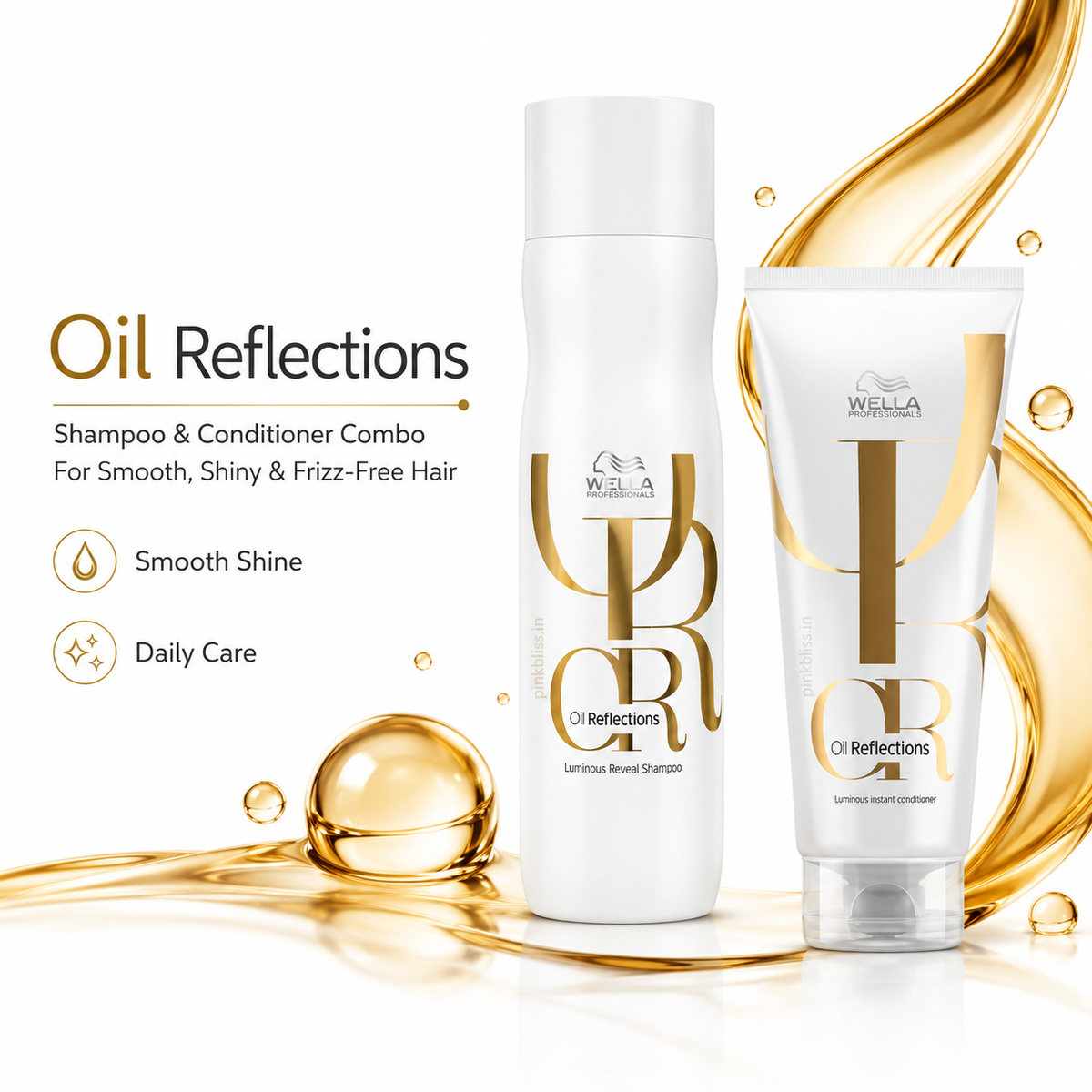 Wella Professionals Oil Reflections Shampoo & Conditioner Combo For Smooth, Shiny & Frizz-Free Hair (250ml + 200ml)