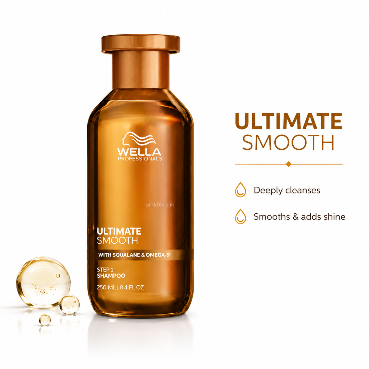 Wella Professionals Ultimate Smooth Shampoo With Squalane & Omega-9 For Dry, Frizzy & Dull Hair 250ml