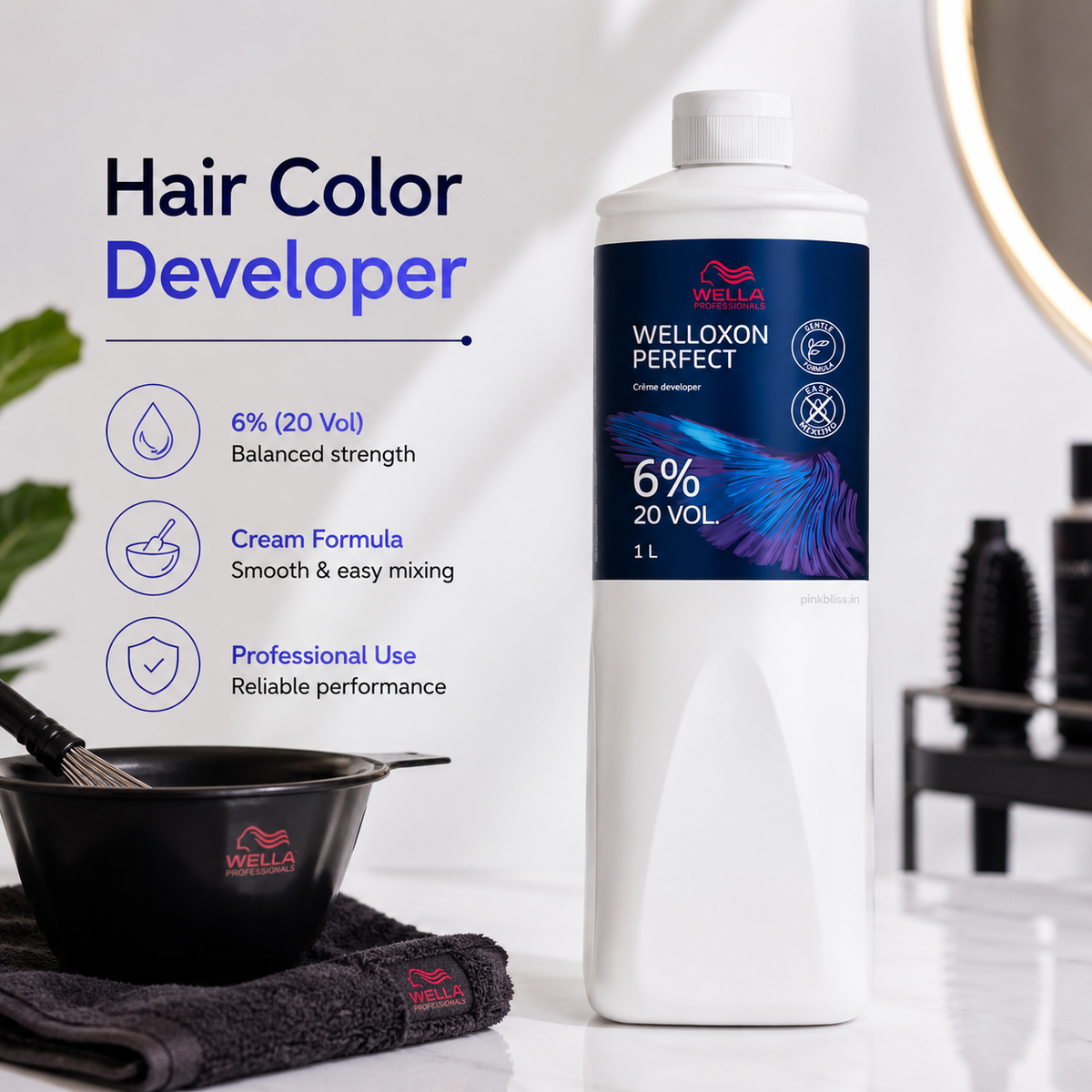 Wella Professionals Welloxon Perfect 6% 20 Volume Cream Developer For Permanent Hair Color 1000ml
