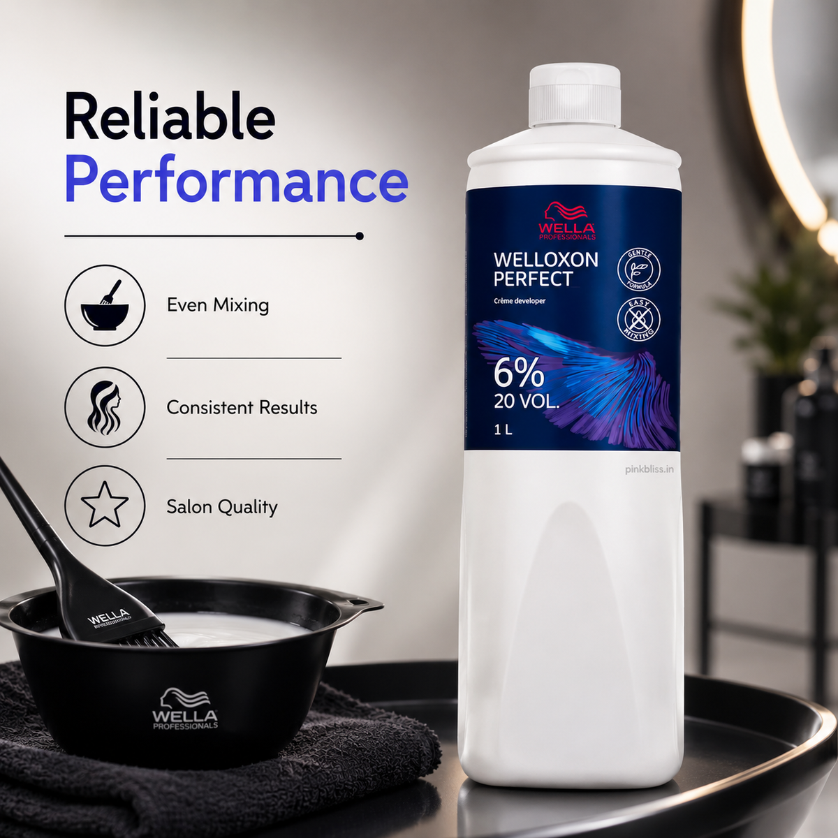 Wella Professionals Welloxon Perfect 6% 20 Volume Cream Developer For Permanent Hair Color 1000ml