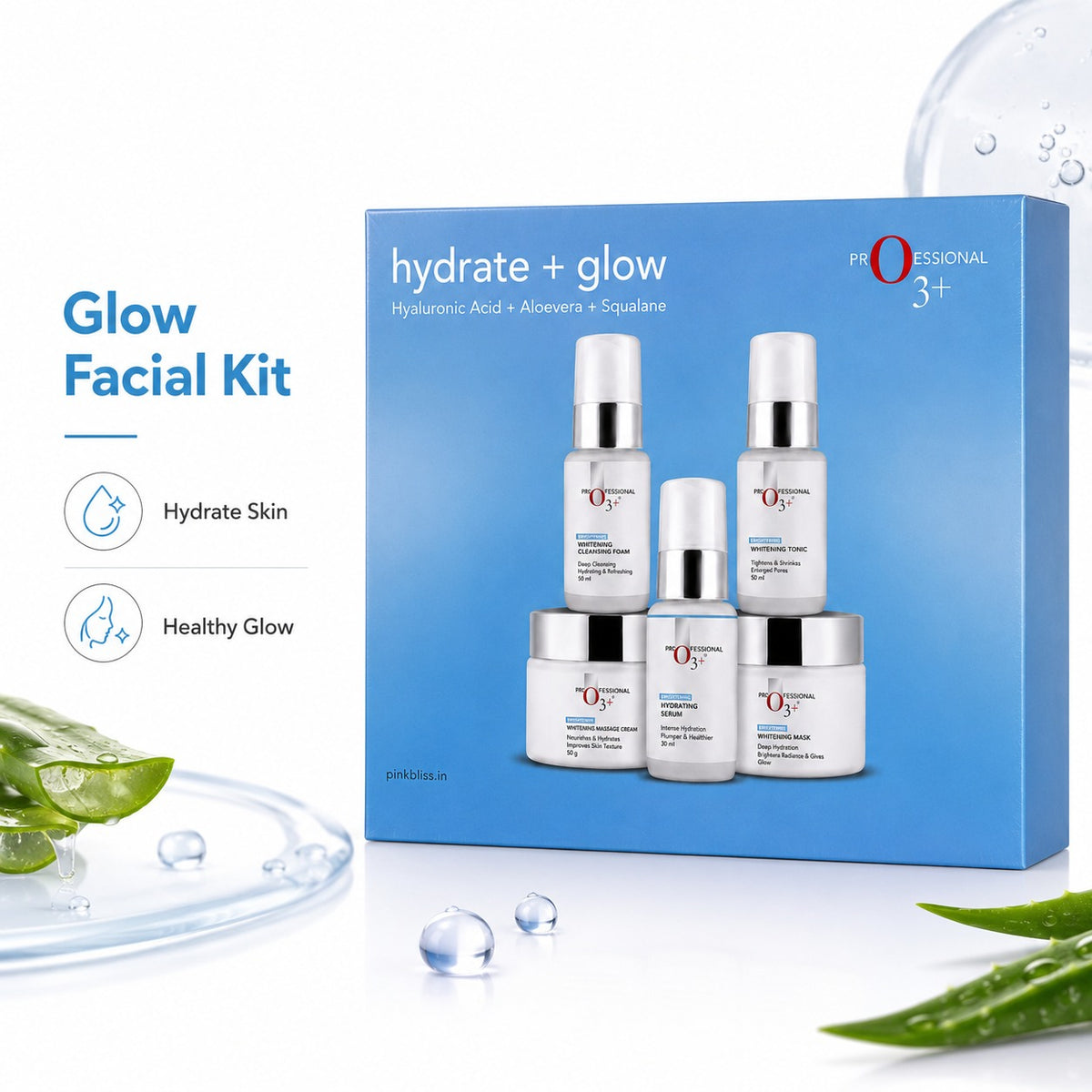 O3+ Professional Hydrate + Glow Facial Kit for Tan & Pigmented Skin Radiance Shine 980g