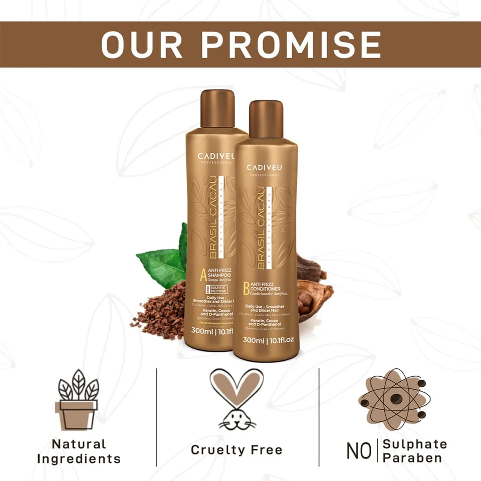 Cadiveu Professional Brasil Cacau Anti-Frizz Shampoo & Conditioner Combo 600ml