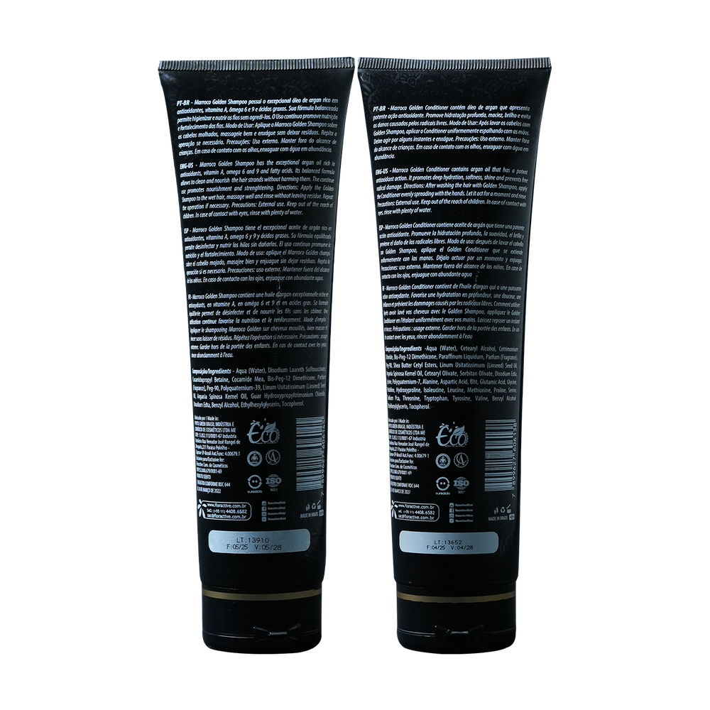 Floractive Profissional Marroco Golden Shampoo & Conditioner 300ml Each | Hydrating Hair Care for Dry, Damaged & Chemically Treated Hair