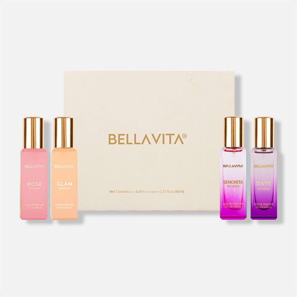 Bella Vita Luxury Women Perfume Gift Set 4 x 20ml | Date, Senorita, Glam & Rose Eau De Parfum Collection