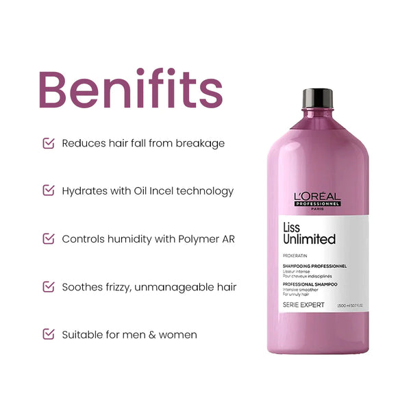 L'Oréal Professionnel Liss Unlimited Pro-Keratin Anti-Frizz Shampoo 1500ml