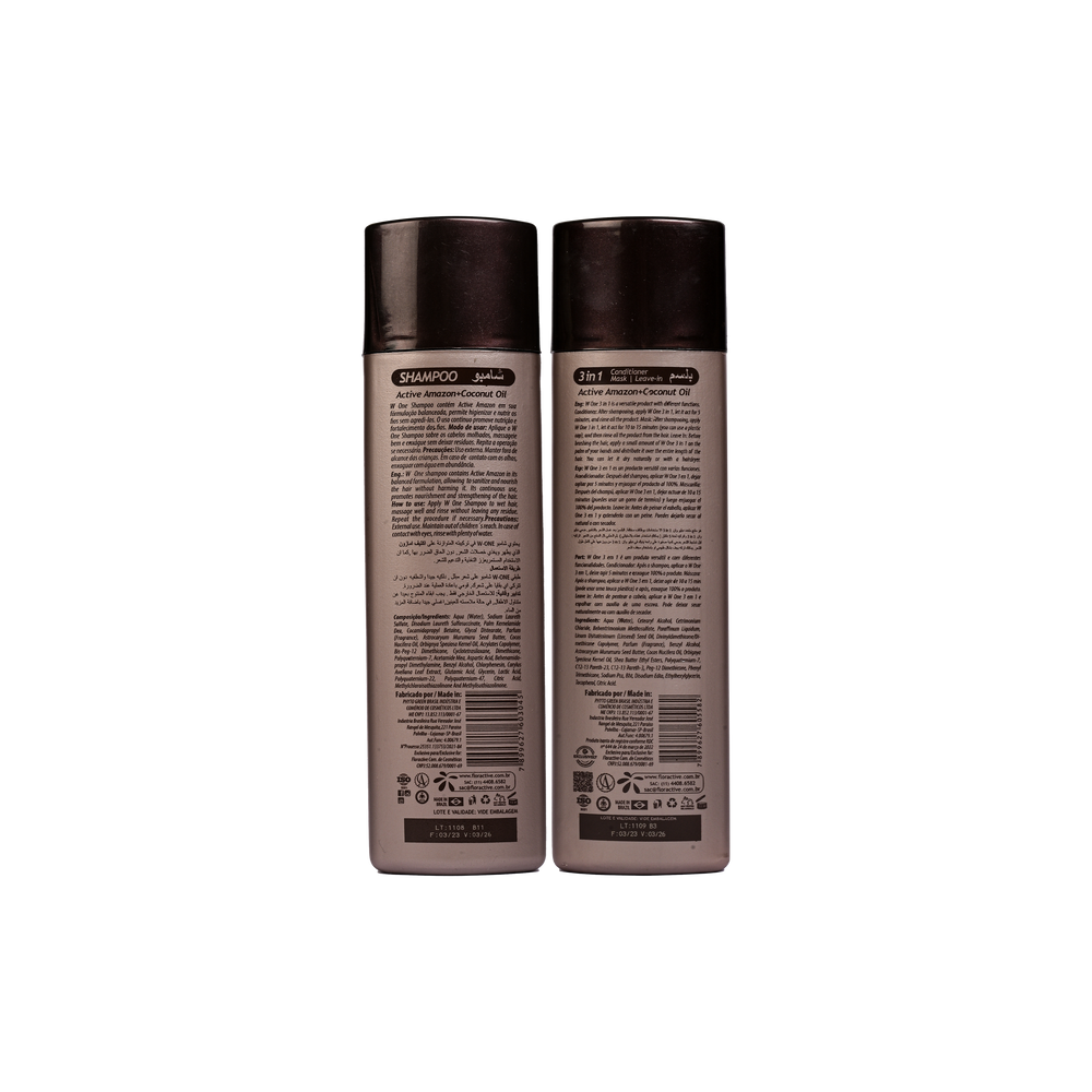 Floractive Profissional W One Shampoo & 3 In 1 Conditioner Duo 300ml Each | Anti-Frizz Hair Repair & Hydration Kit