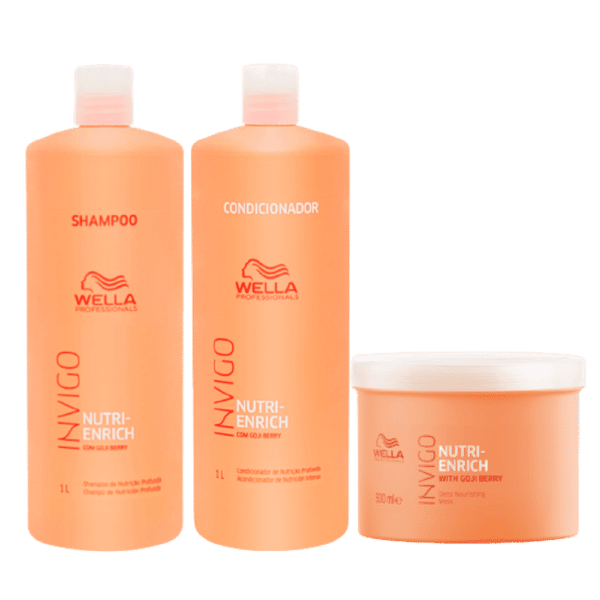 Kit Wella Shampoo Condicionador 1000ml Mascara Invigo Enrich 500ml removebg preview