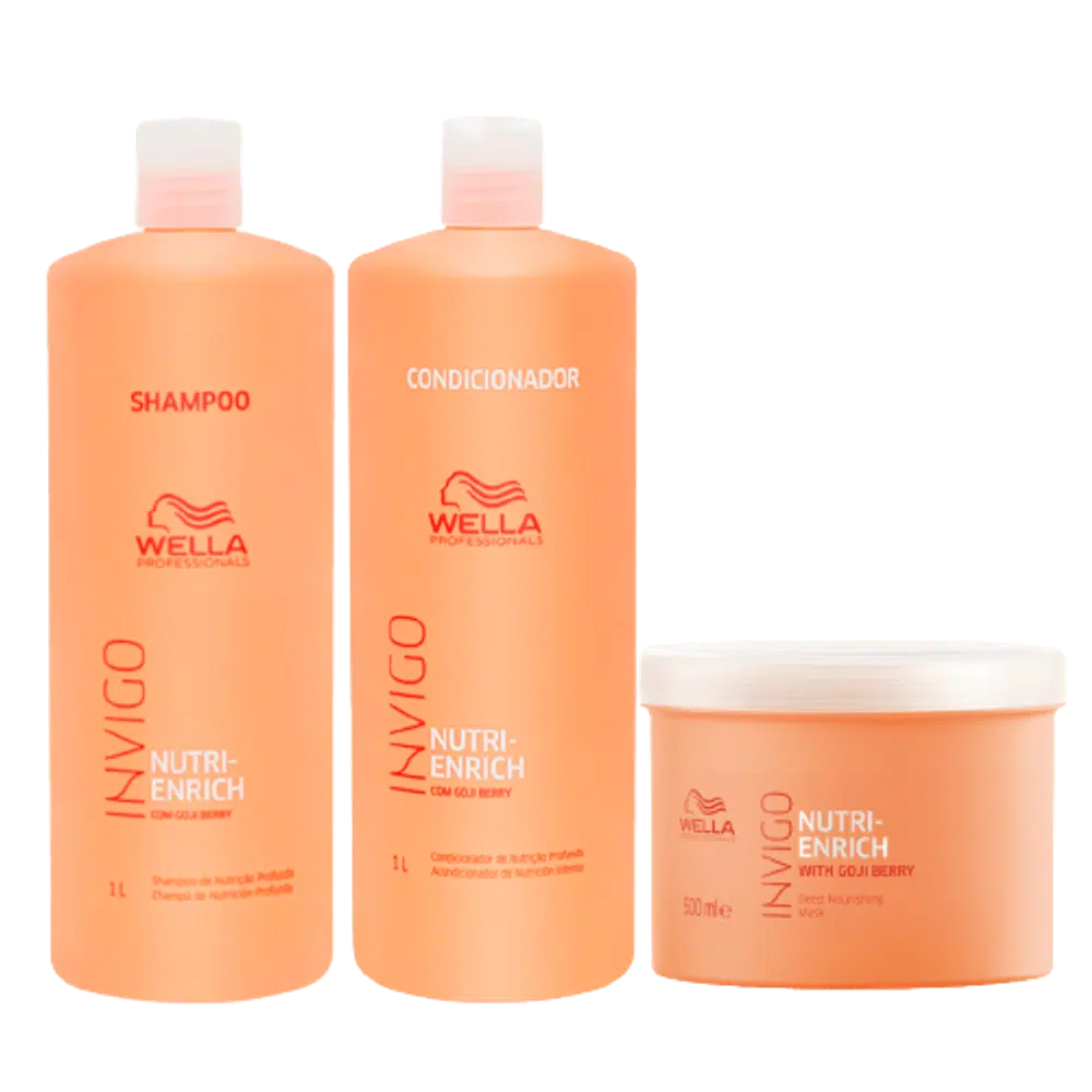 Wella Professionals INVIGO Nutri Enrich Shampoo Conditioner 1000ml Each and Mask 500ml - Image 1