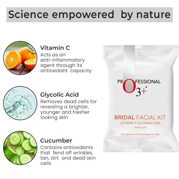 O3+ Professional Bridal Vitamin C Glowing Skin Facial Kit (136g, Single Use) - Image 4
