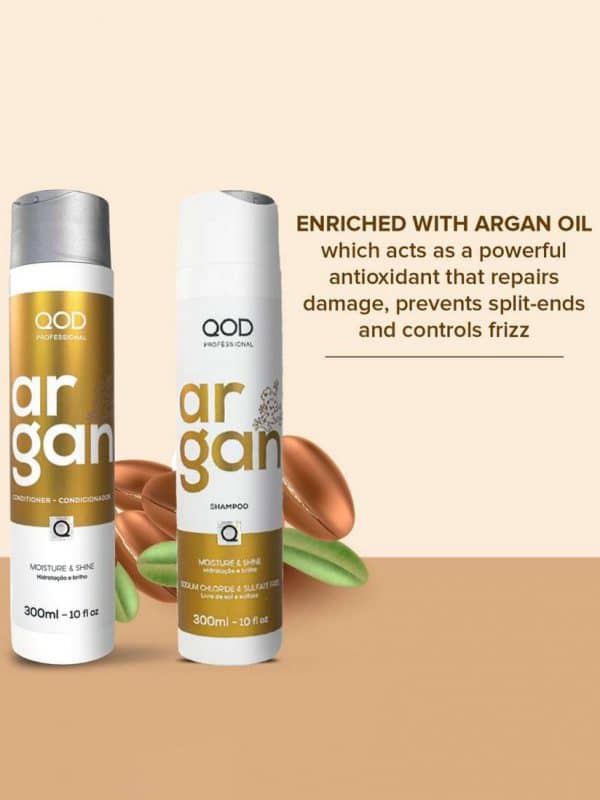 QOD Professional Argan Shampoo and Conditioner 300ml Each (Sulfate Free)