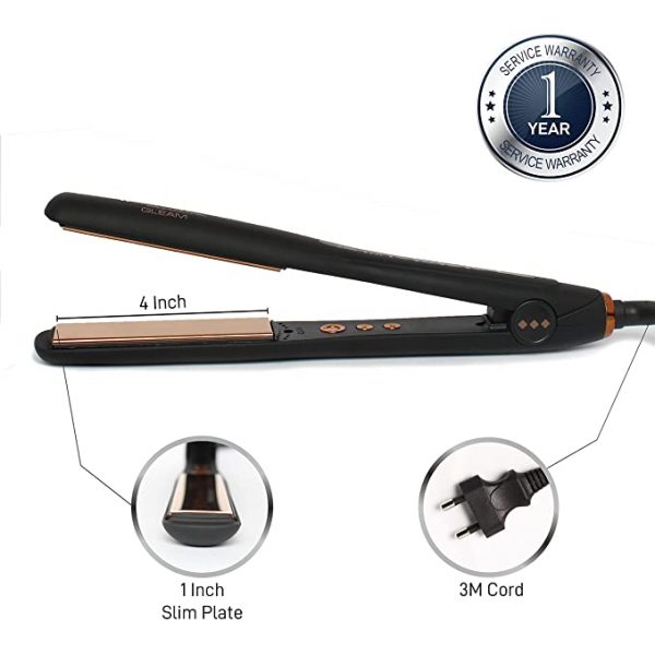 IKONIC GLEAM HAIR STRAIGHTENER WITH SUPER SLIM 1 INCH ROSE GOLD THICKER HAIR