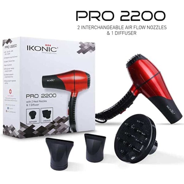 IKONIC Hair Dryer Pro 2200 Black Red 2200 Watts1