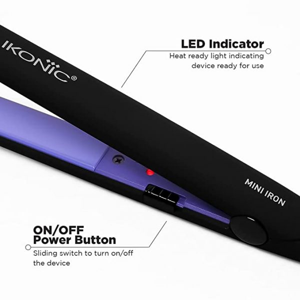 IKONIC MINI IRON HAIR STRAIGHTENER. COMPACT SIZE AND PERFECT TRAVEL COMPANION. SAFE ON