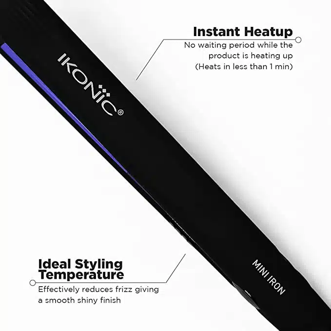 IKONIC MINI IRON HAIR STRAIGHTENER  (BLACK) - Image 3