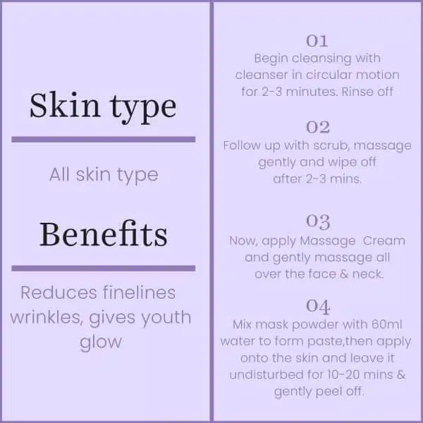 O3+ Skins Lutions Anti Ageing Facial kit With Peel off Mask 45gm - Image 3