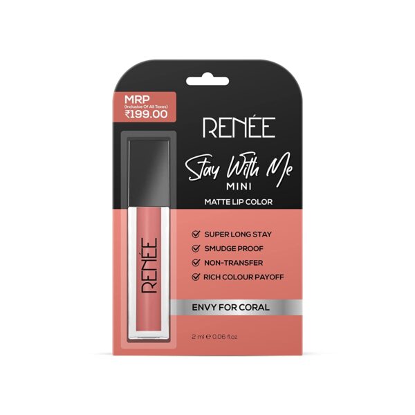RENEE Stay With Me Mini Matte Liquid Lipstick Envy For Coral 2ml 9