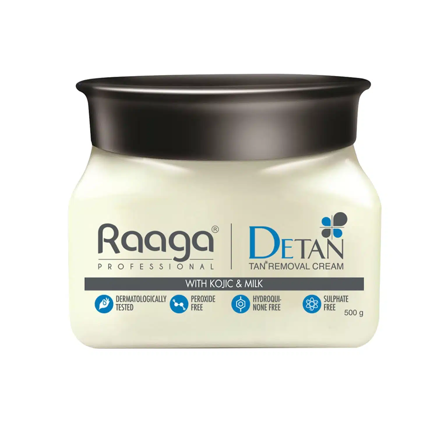 Raaga Professional De-Tan Pack with Kojic, Lactic Acid & Arbutin | Tan Removal Cream | Dermatologically Tested, Sulphate Free Face Pack- 500g