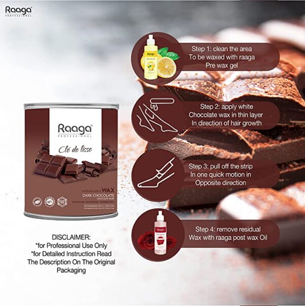 Raaga Professional Liposoluble Body Wax for Smooth Hair Removal Dark Chocolate For Skin Types 800 ml