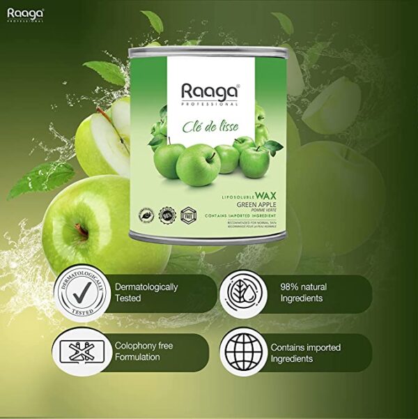 Raaga Professional Liposoluble Body Wax for Smooth Hair Removal Green Apple 800 ml