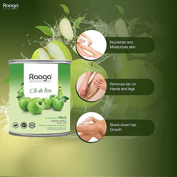 Raaga Professional Liposoluble Body Wax for Smooth Hair Removal Green Apple all Skin Types 800 ml