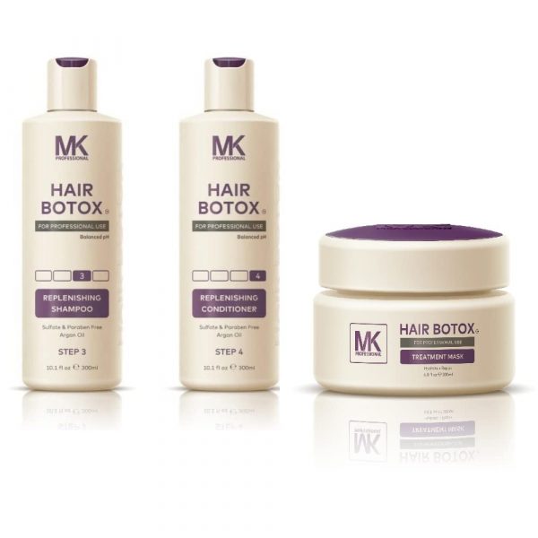 MK Professional Botox Hair Treatment Replenishing Shampoo Conditioner 300ml Mask 200ml