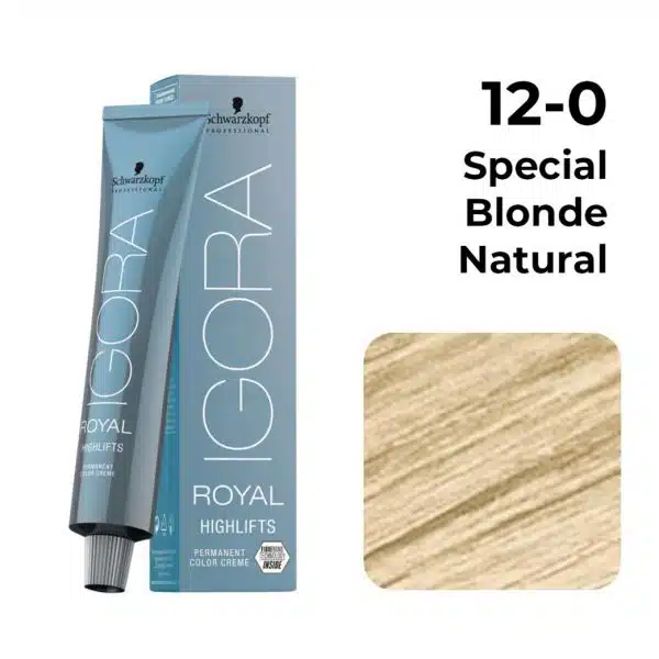 Schwarzkopf Professional IGORA Royal Fashion Lights Permanent Highlight Color Creme (12-0 Special Blonde Natural) Schwarzkopf Professional IGORA Royal Permanent Highlight Color Creme (12-0) - Image 1