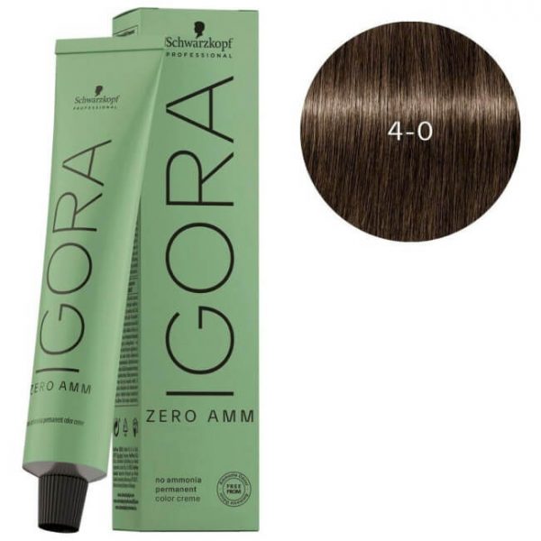 Schwarzkopf Professional IGORA Zero Ammonia Permanent Color (4-0 Medium Brown) New pack