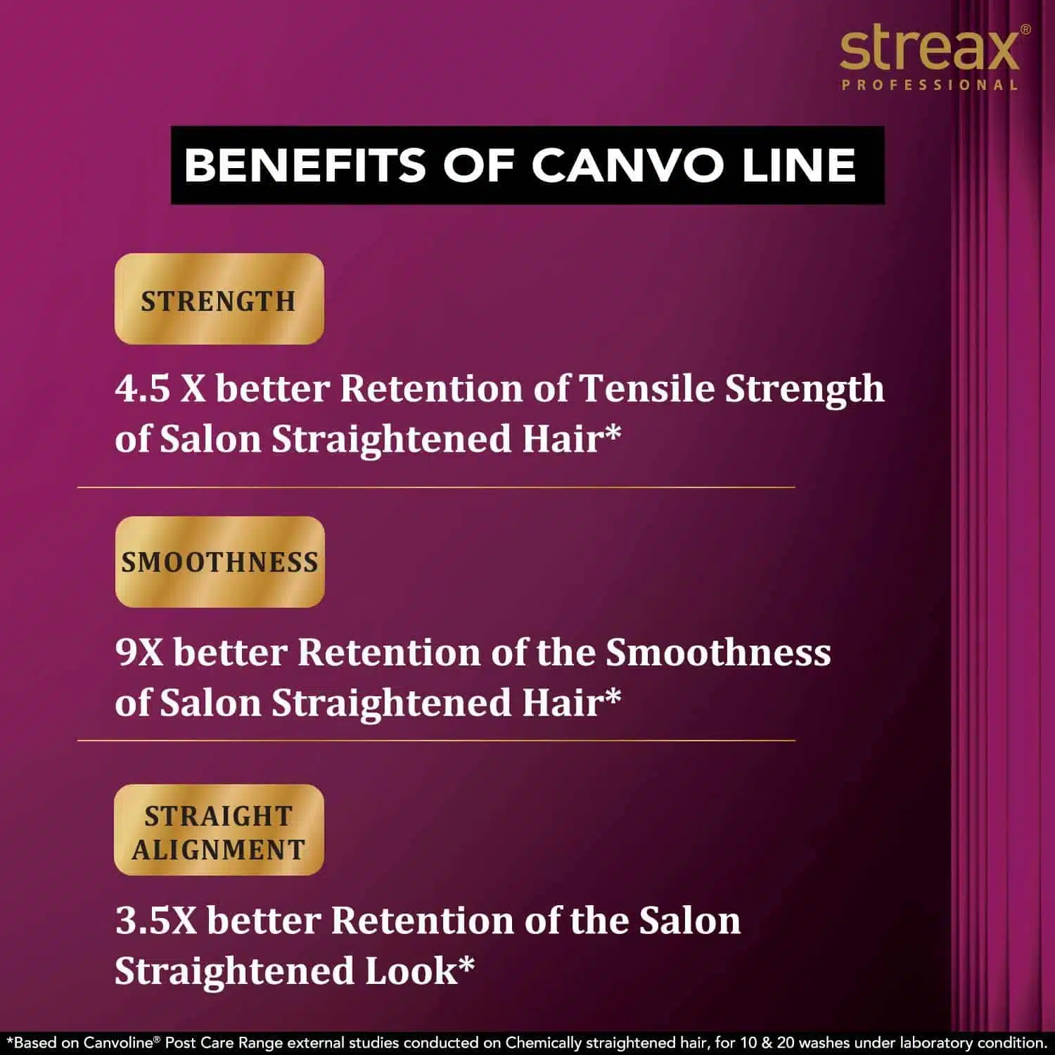 Streax Professional Canvoline Complete Hair Care Combo for Straightening Hair Pack Of 3 (300ml, 240ml,100ml) - Image 2