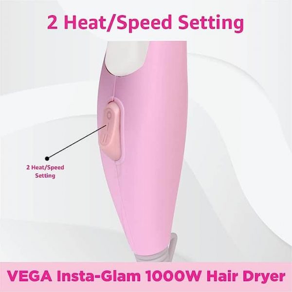 VEGA Insta Glam Foldable 1000 Watts Hair Dryer With 2 Heat Speed Settings VHDH 20 2