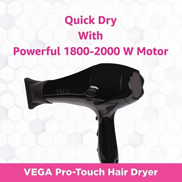 VEGA Pro Touch 1800 2000 Watts Professional Hair Dryer with 2 Detachable Nozzles VHDP 023